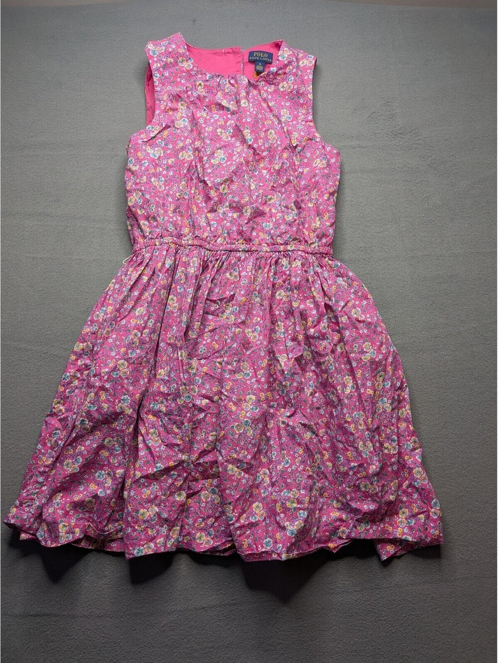 Polo Ralph Lauren Sundress Girls 16 Pink Floral Sleeveless Button Back Summer